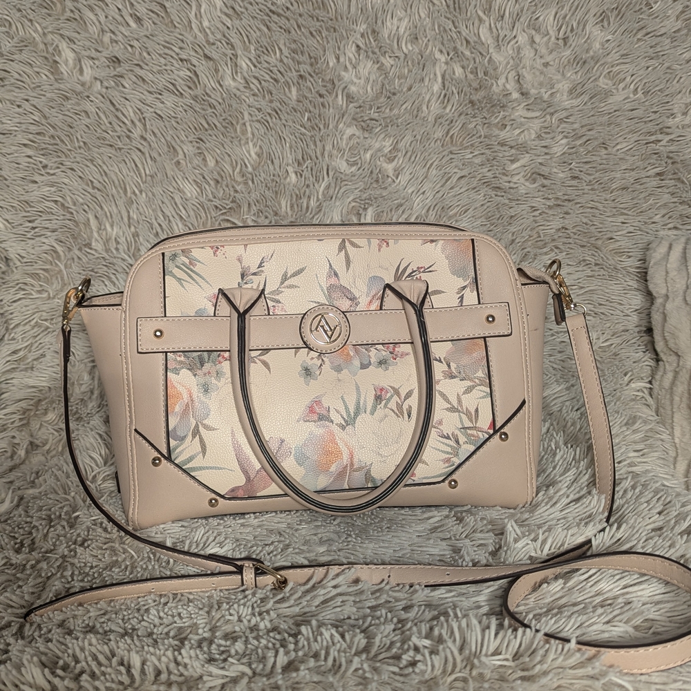 Adrienne Vittadini Floral Cream Crossbody Bag